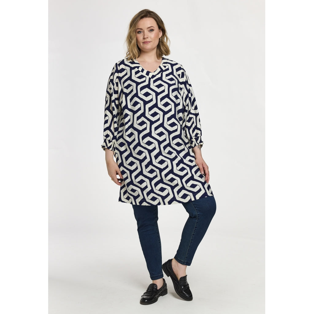 Gozzip Woman GMeta Tunic Tunic Blue offwhite print