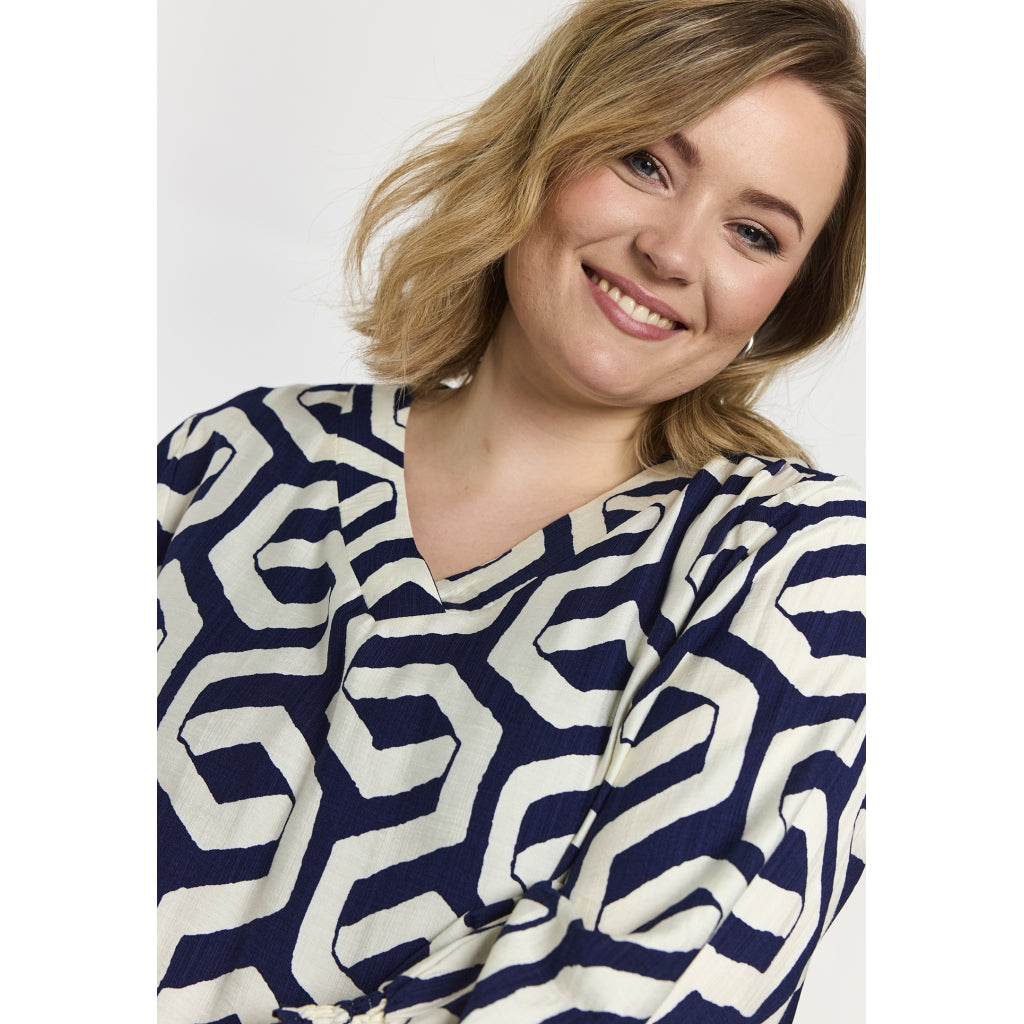 Gozzip Woman GMeta Tunic Tunic Blue offwhite print