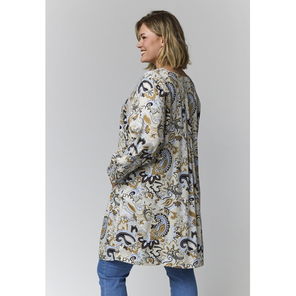 Gozzip Woman GMeta Tunic Tunic Sand with blue print