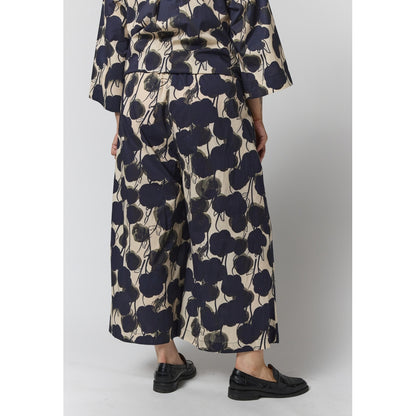 Gozzip Woman GMillie Wide Pants Pants Sand with black flowers