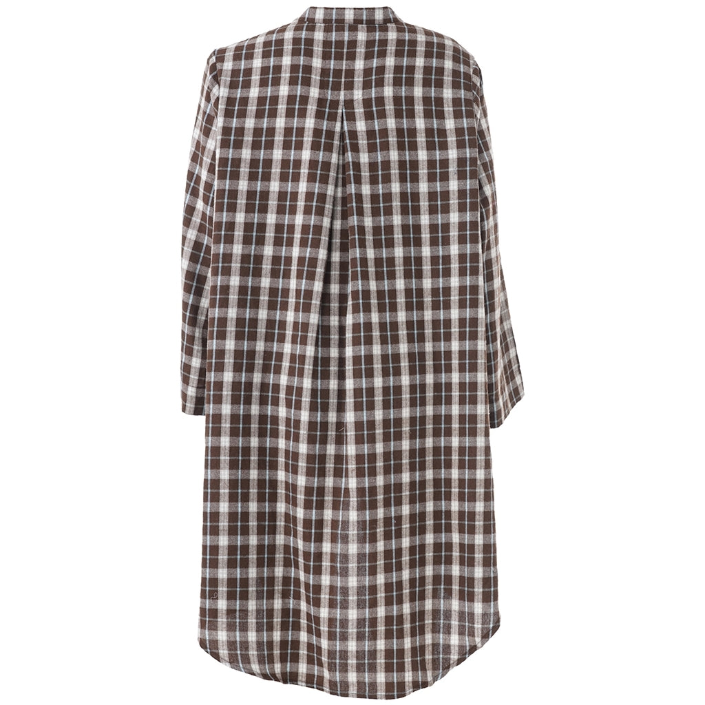 Gozzip Woman GMonna Shirt Tunic Shirt Tunic Brown check with light blue stripe