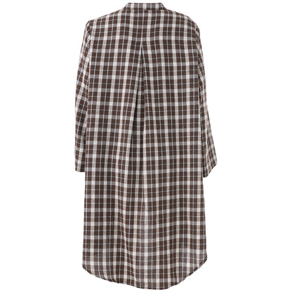 Gozzip Woman GMonna Shirt Tunic Shirt Tunic Brown check with light blue stripe