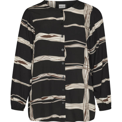 Gozzip Woman GNova Blouse Blouse Black with brown and offwhite pattern
