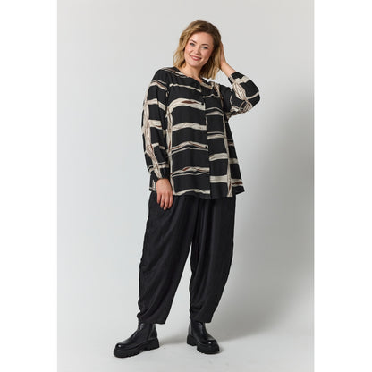 Gozzip Woman GNova Blouse Blouse Black with brown and offwhite pattern