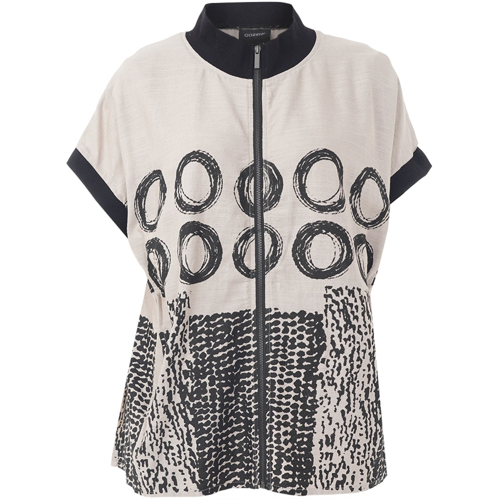 Gozzip Woman GNynne Waistcoat Waistcoat Sand/Black printed