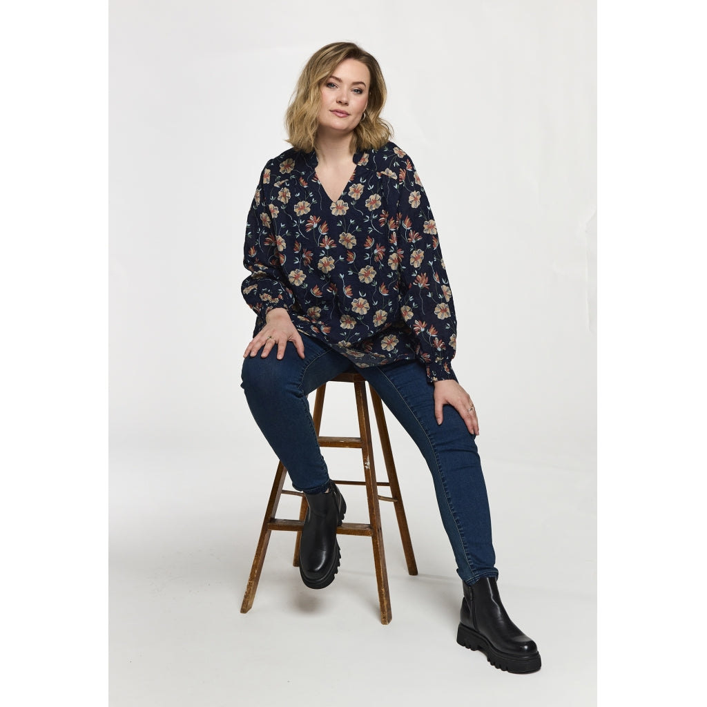 Gozzip Woman GSilke Blouse Blouse Navy Print