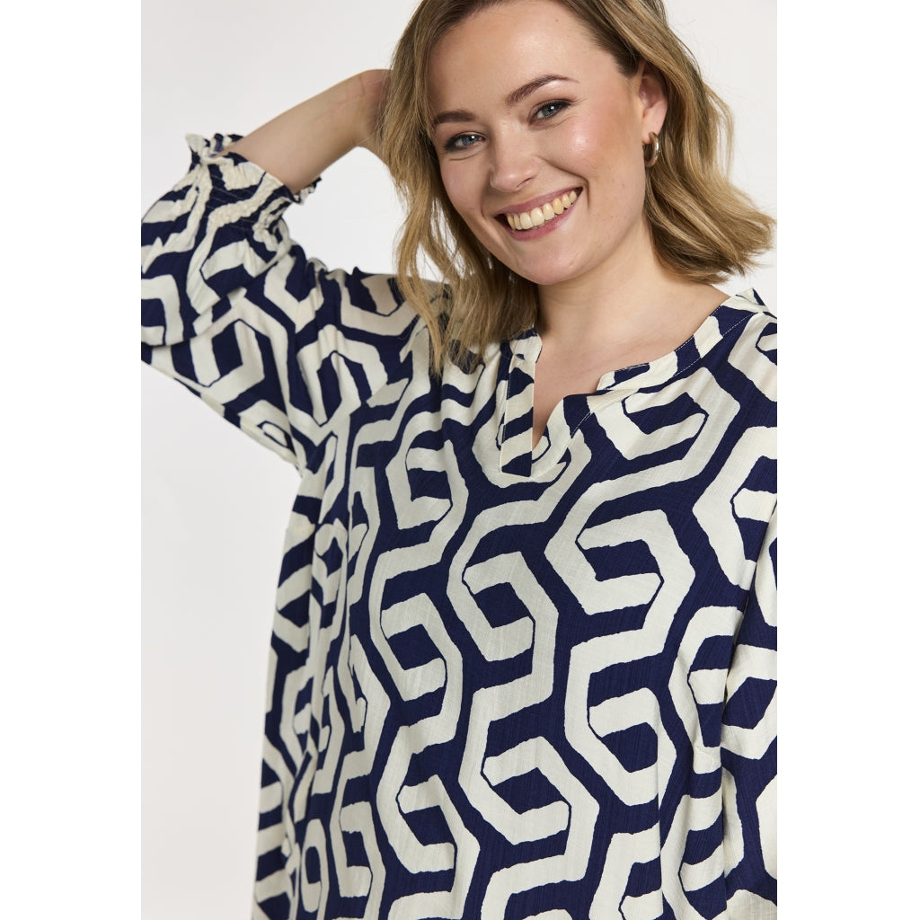 Gozzip Woman GValdis Dress Dress Blue offwhite print