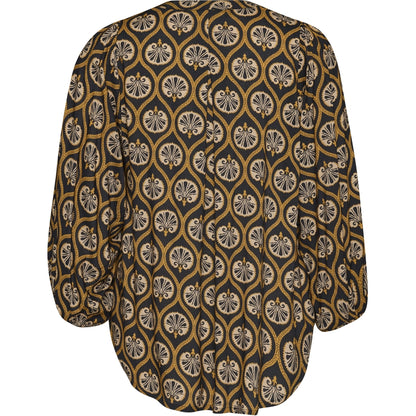 Gozzip Woman GVilde Blouse Blouse Black with brown and sand pattern