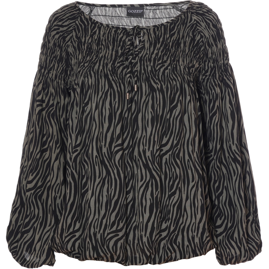 Gozzip Woman Gerda Blouse Blouse Army Green Printed