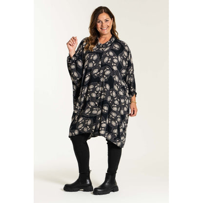 Gozzip Woman Gerda Oversize shirt Tunic Oversize shirt tunic Black with Beige