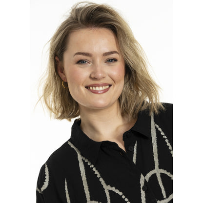 Gozzip Woman Gerda Oversize shirt Tunic Shirt Tunic Black with border print