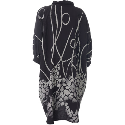 Gozzip Woman Gerda Oversize shirt Tunic Shirt Tunic Black with border print