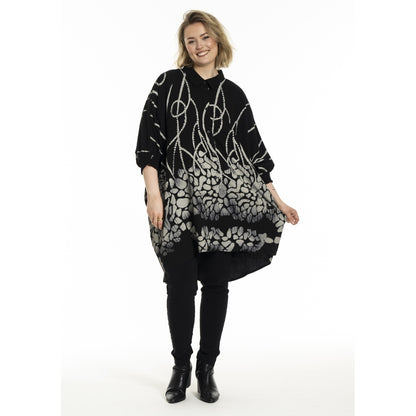 Gozzip Woman Gerda Oversize shirt Tunic Shirt Tunic Black with border print