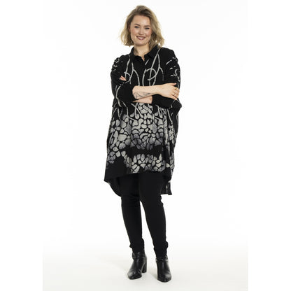 Gozzip Woman Gerda Oversize shirt Tunic Shirt Tunic Black with border print