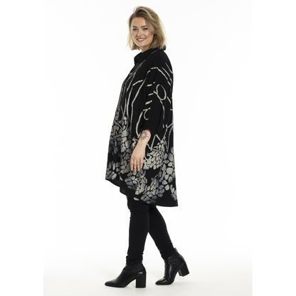 Gozzip Woman Gerda Oversize shirt Tunic Shirt Tunic Black with border print