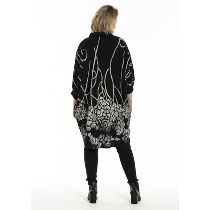 Gozzip Woman Gerda Oversize shirt Tunic Shirt Tunic Black with border print