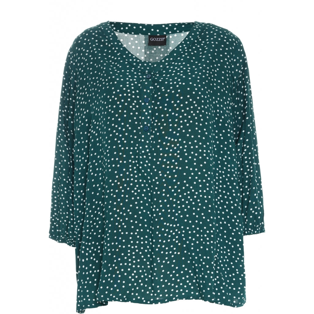Gozzip Woman Gertrud Blouse Blouse Petrol Green dots