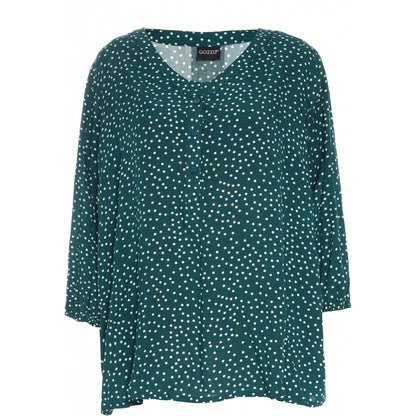 Gozzip Woman Gertrud Blouse Blouse Petrol Green dots