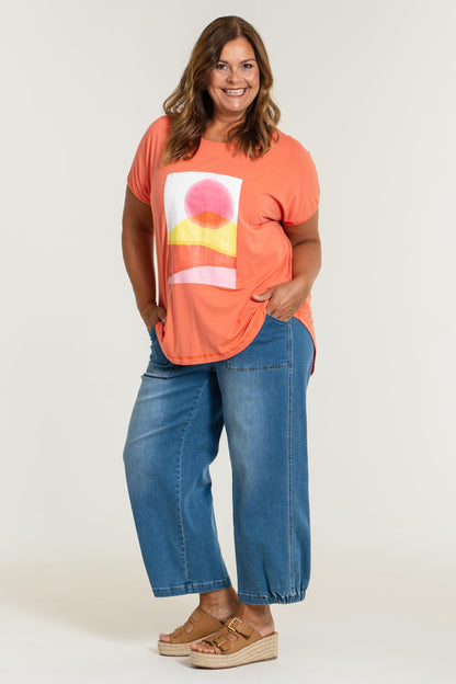 Gozzip Woman Gitte T-shirt with print - FLERE FARVER T-Shirt Coral