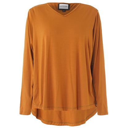 Gozzip Woman Gitte t-shirt with long sleeves T-Shirt Mustard