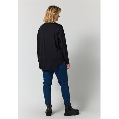 Gozzip Woman Gitte t-shirt with long sleeves with stones T-Shirt Black