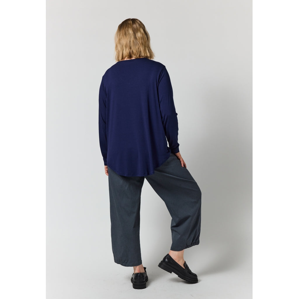Gozzip Woman Gitte t-shirt with long sleeves with stones T-Shirt Navy
