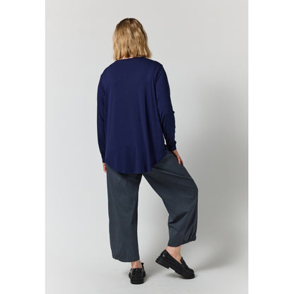 Gozzip Woman Gitte t-shirt with long sleeves with stones T-Shirt Navy