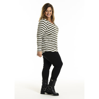 Gozzip Woman Gitte t-shirt with long sleeves with stripe T-Shirt Olive stripe