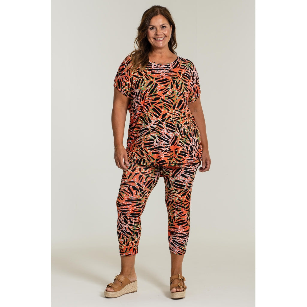 Gozzip Woman Merete 7/8 Leggings 7/8 leggings Coral Muliti Print