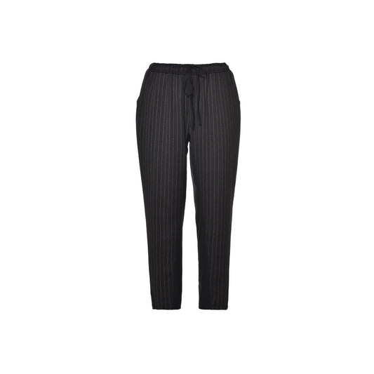 Gozzip Woman Pants Pants Black (Mix with stripe)